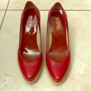 MK red chunky heels